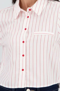 Camisa crop manga larga rayas