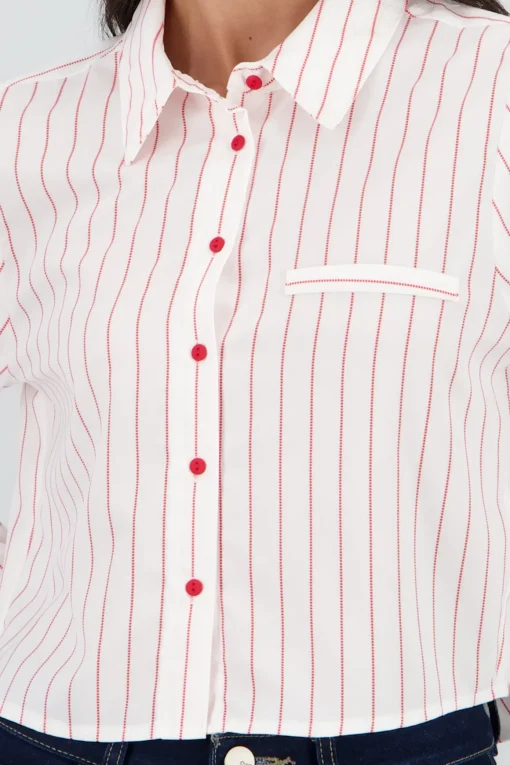 Camisa crop manga larga rayas