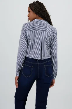 Camisa crop manga larga satinada