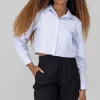 Camisa crop rayas bolsillos doble