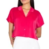 Camisa cropped manga corta