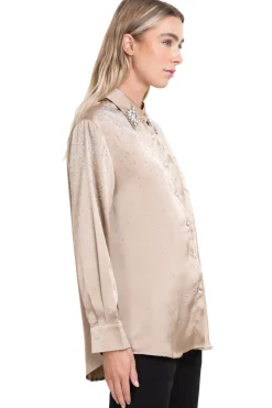 Camisa De Manga Larga Debrillos Y Piedras