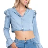 Camisa efecto mezlcilla con brillos