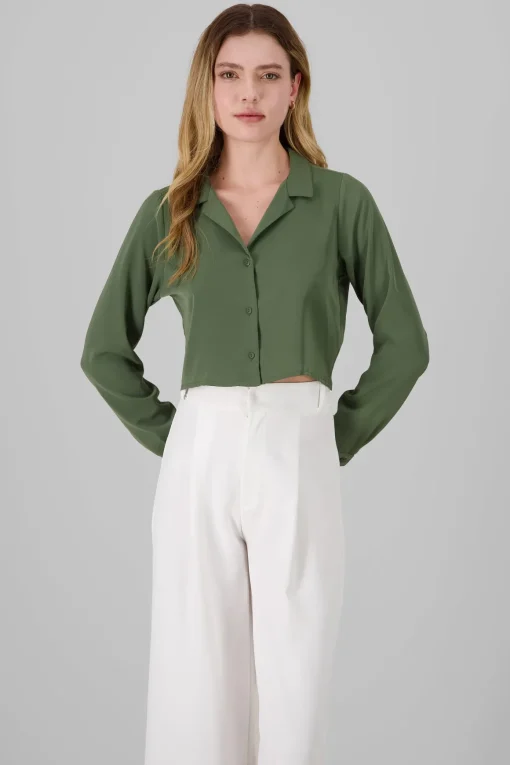 Camisa Lisa Manga Larga