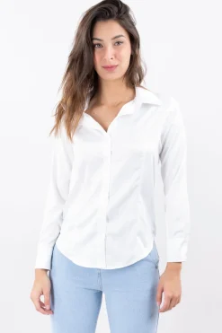 Camisa lisa manga larga pinzas