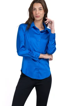Camisa lisa manga larga pinzas
