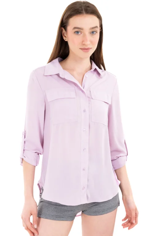 Camisa manga larga bolsos maxi