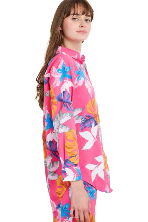 Camisa manga larga botones estampado flores