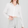 Camisa manga larga crop lisa
