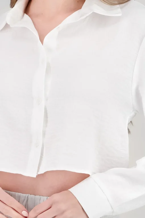 Camisa manga larga crop lisa
