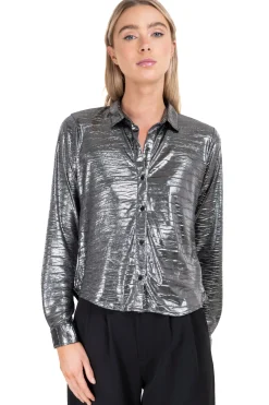 Camisa metálica textura zig zag