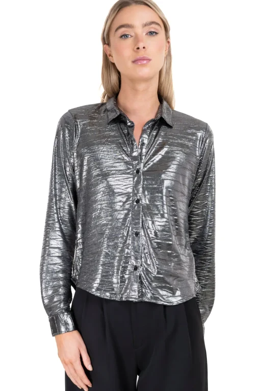Camisa metálica textura zig zag