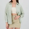 Camisa oversize fluida manga larga ligera