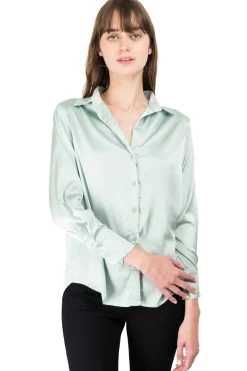 Camisa satinada manga larga