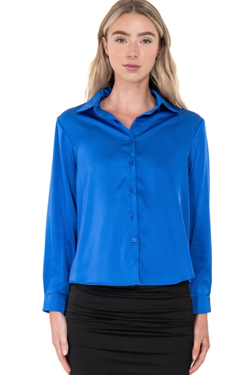 Camisa satinada monocolor