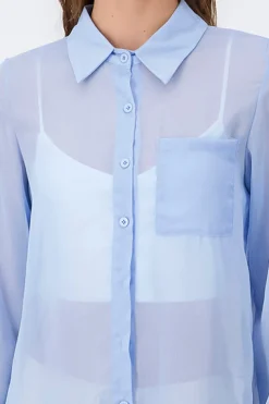 Camisa traslúcida manga larga