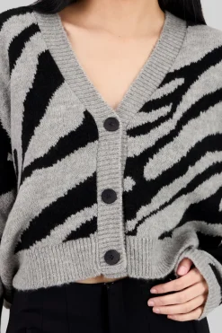 Cardigan botones animal print zebra