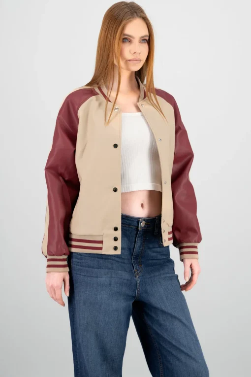 Chamarra bomber efecto piel