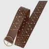 Cinturón ancho hebilla aro studs
