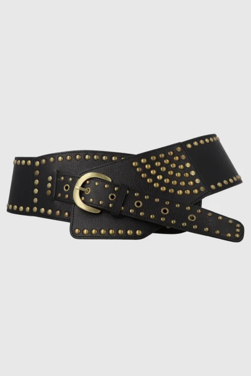 Cinturon ancho cruado studs