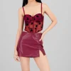 Corset mesh flock detalle plisado copas