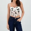 Corset mesh flock detalle plisado copas