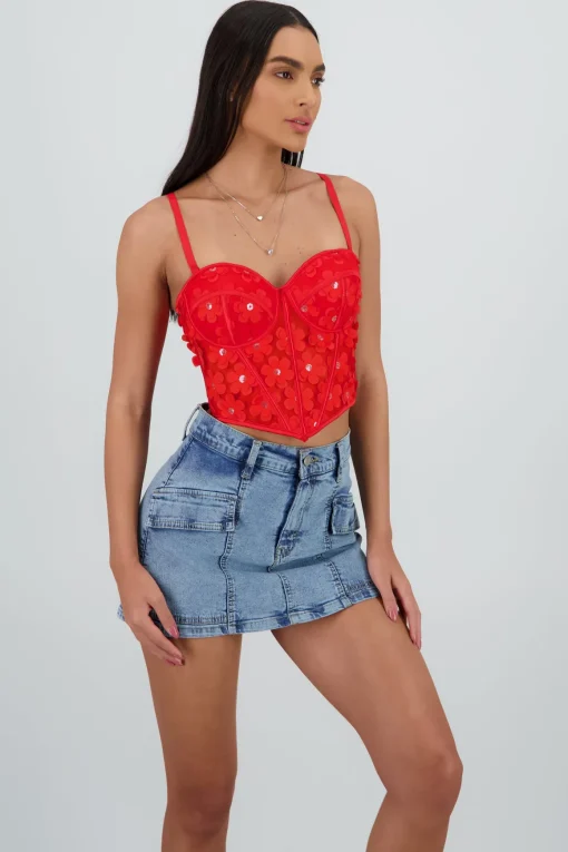Corset varillas detalle flores
