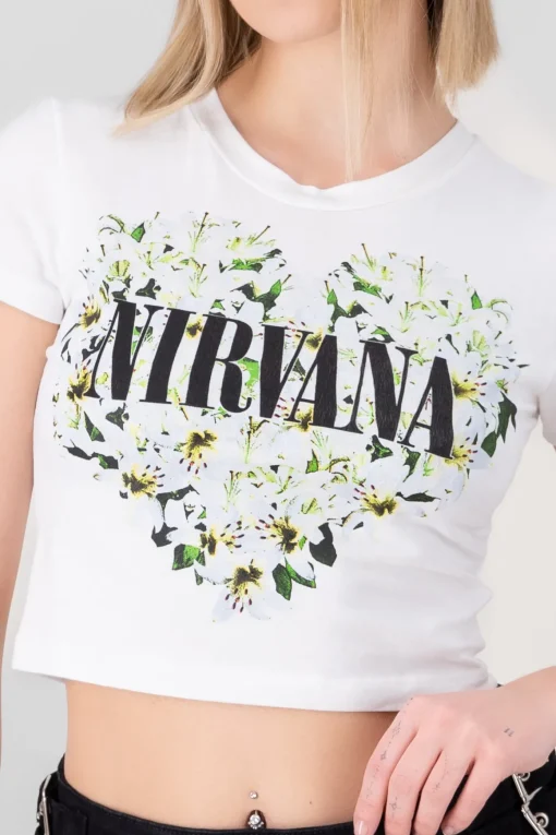 Crop manga corta nirvana flores