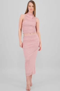 Falda midi drapeada