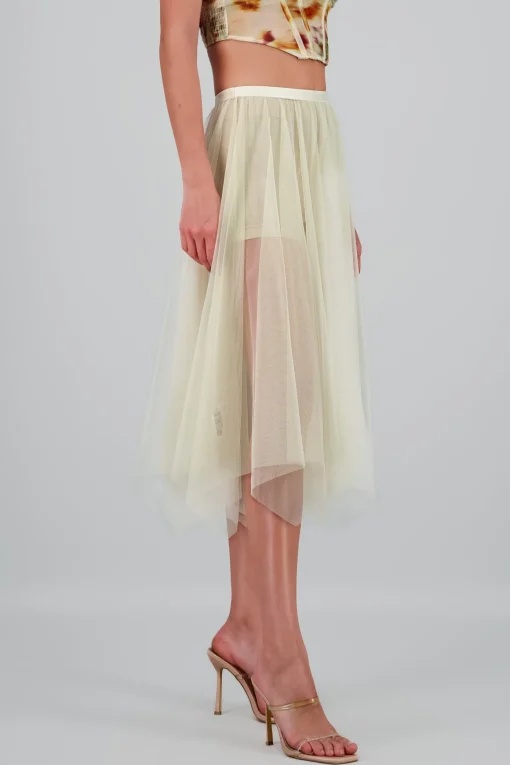 Falda midi mesh polkas