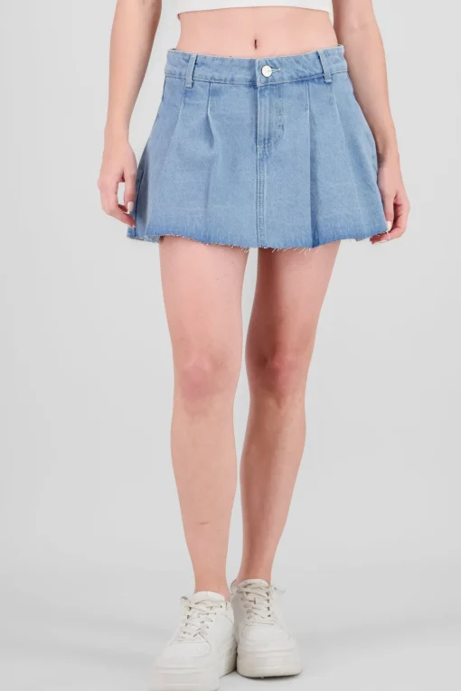 Falda mini denim tableada