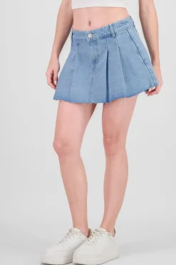 Falda mini denim tableada
