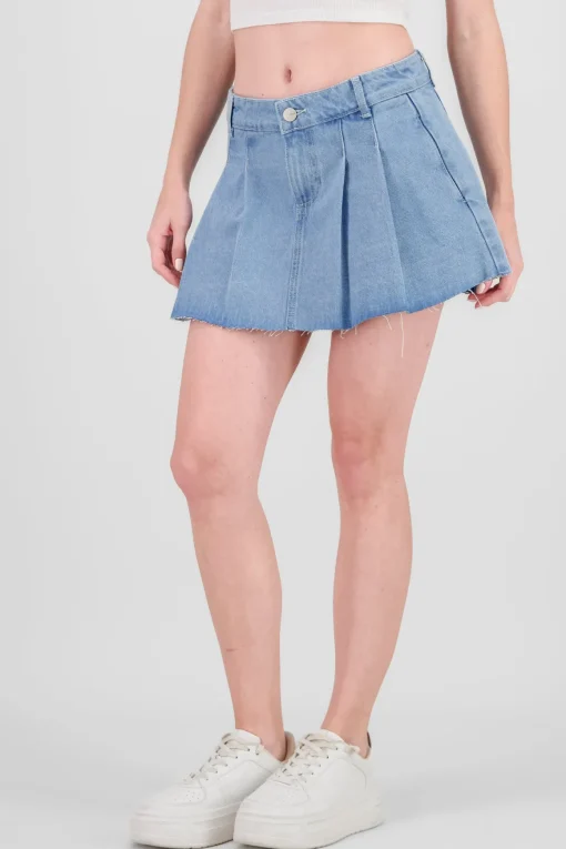 Falda mini denim tableada