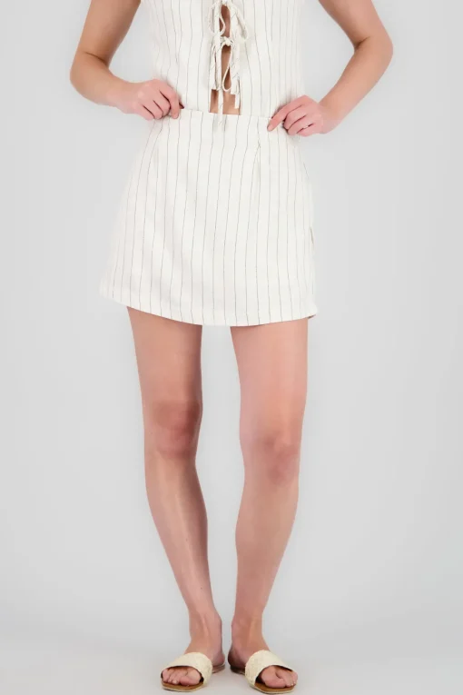Falda mini rayas de lino