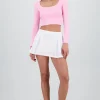 Falda short detalle tableada