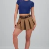 Falda tableada doble cinturon