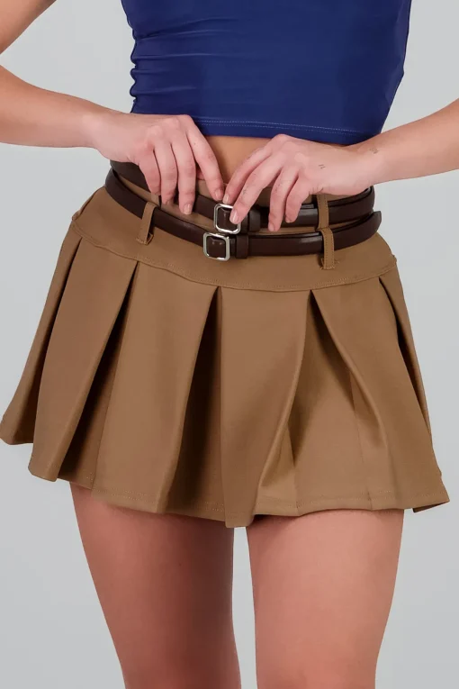Falda tableada doble cinturon