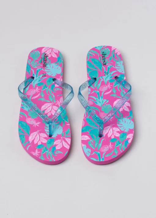 Flip flop tropical brillos correas