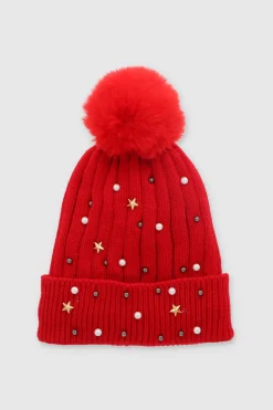 Gorro tejido brillos pompón