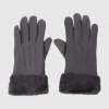 Guantes gamuza pinzas detalle peluche monocolor