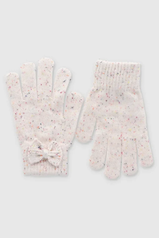 Guantes tejidos moño confeti