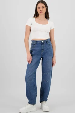 Jeans barrel doble pinza