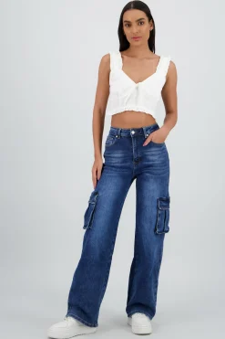 Jeans cargo 2 bolsas con fuelles