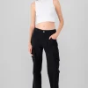 Jeans cargo straight monocolor