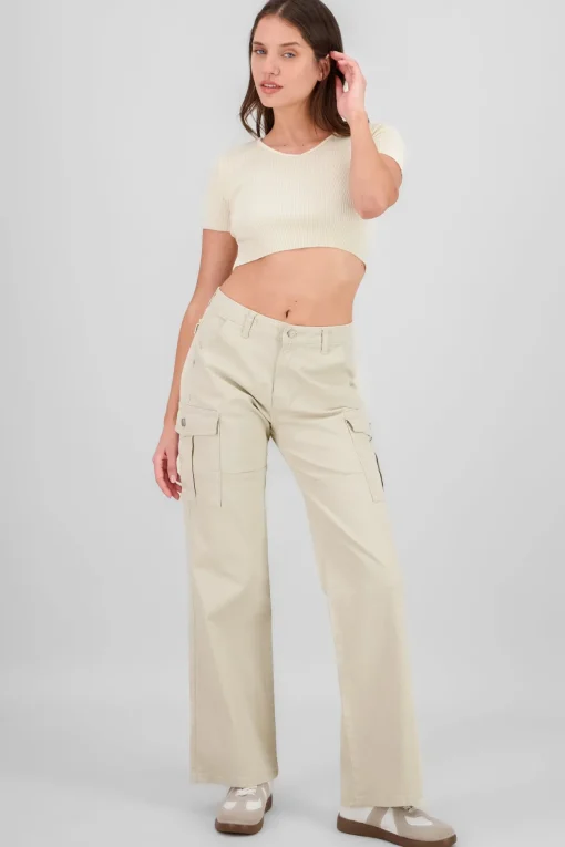 Jeans cargo wide leg bolsillos