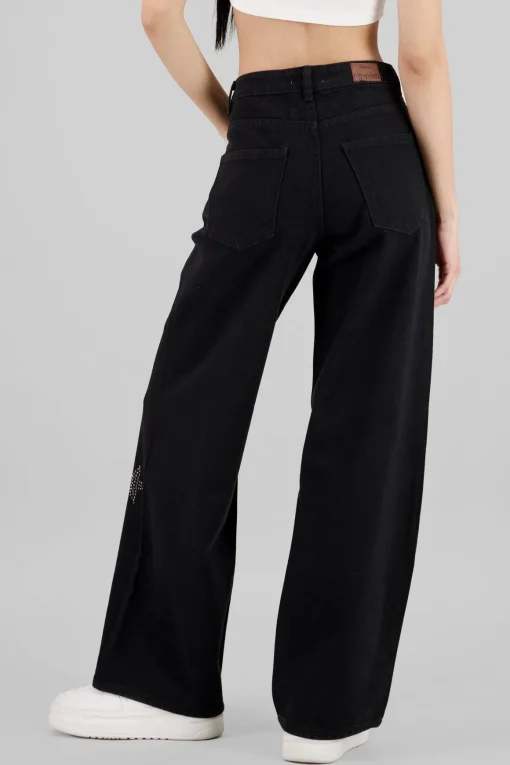 Jeans wide leg estrellas brillos