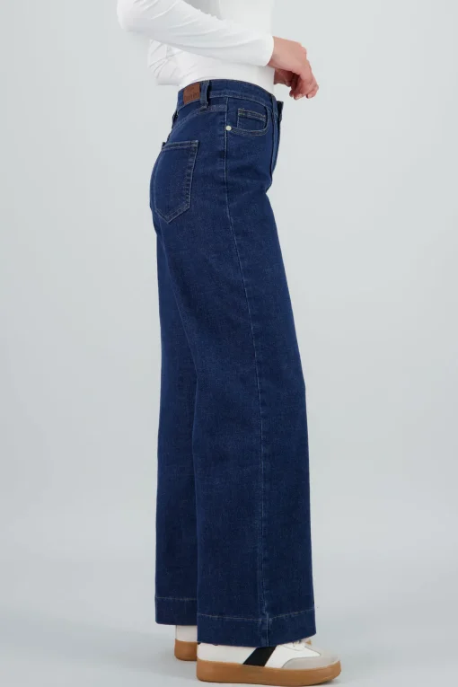 Jeans wide leg pinzas
