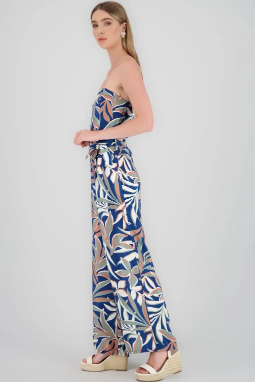 Jumpsuit strapless amplio detalle estampado
