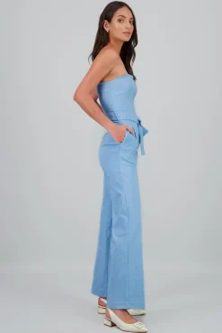 Jumpsuit strapless detalle cinturon