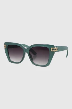 Lente cuadrado cateye con detalle metalico